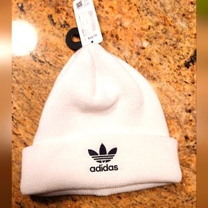 Adidas ribbed cotton Beanie Hat White Unisex NWT!